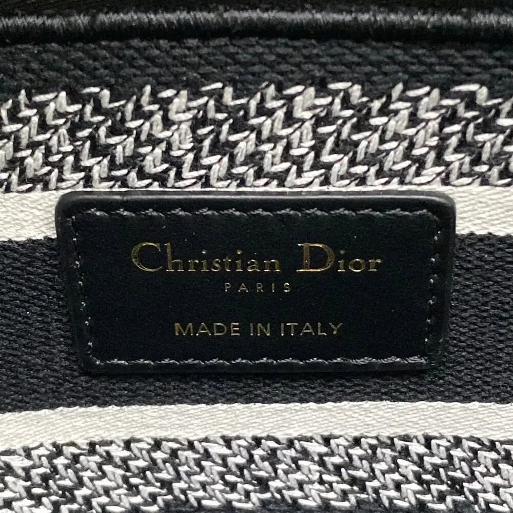 Christian Dior Lady Dior Light Medium Bag Handbag Black White Gold